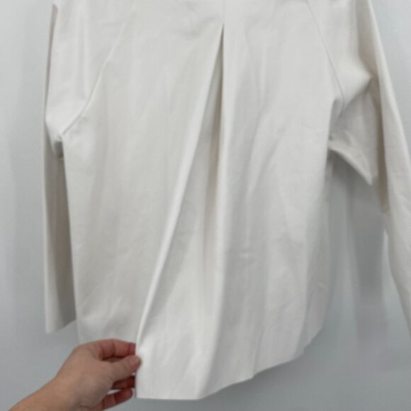 Planet Jacket Womens One Size Shirt Tail Chalk White Single Button Vegan Leather - Picture 12 of 16